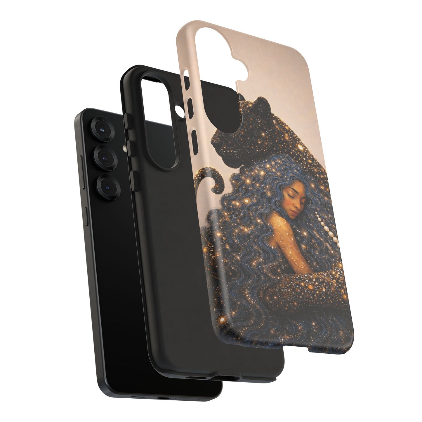 Leopard Portrait Tough Phone Case — Blue Jaguar Art Protective Cover