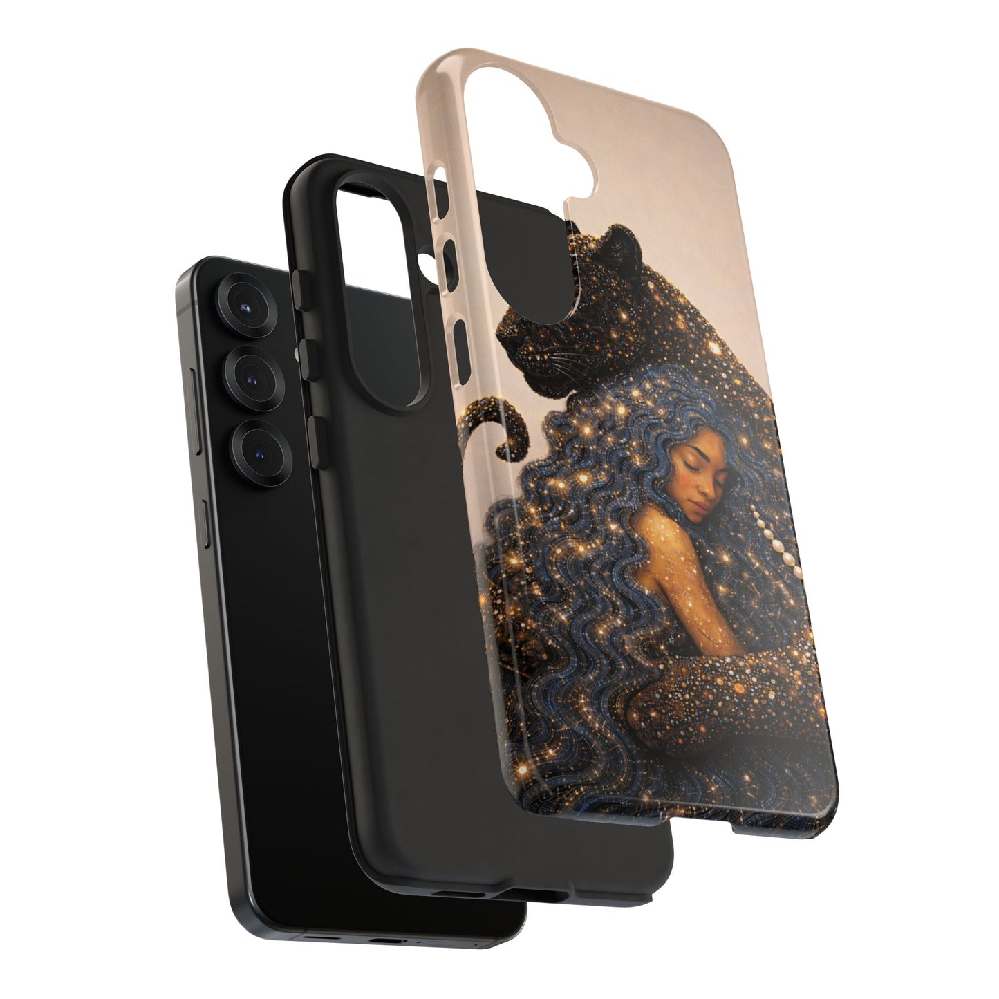 Leopard Portrait Tough Phone Case — Blue Jaguar Art Protective Cover