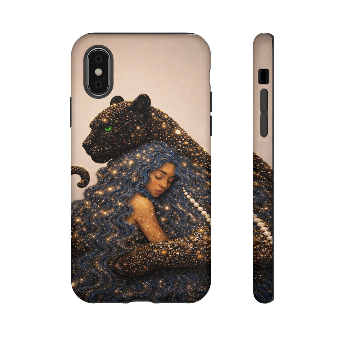 Leopard Portrait Tough Phone Case — Blue Jaguar Art Protective Cover