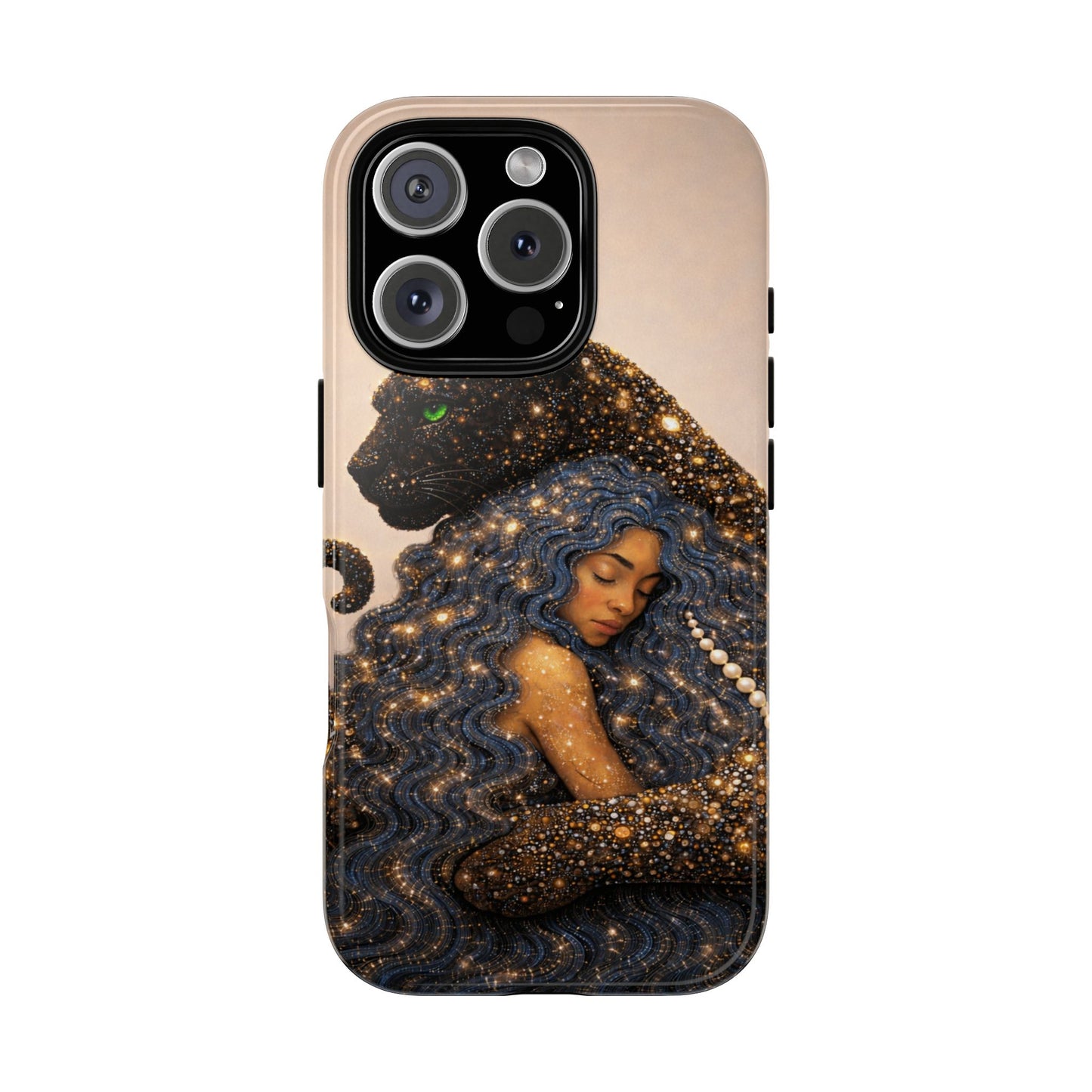 Leopard Portrait Tough Phone Case — Blue Jaguar Art Protective Cover