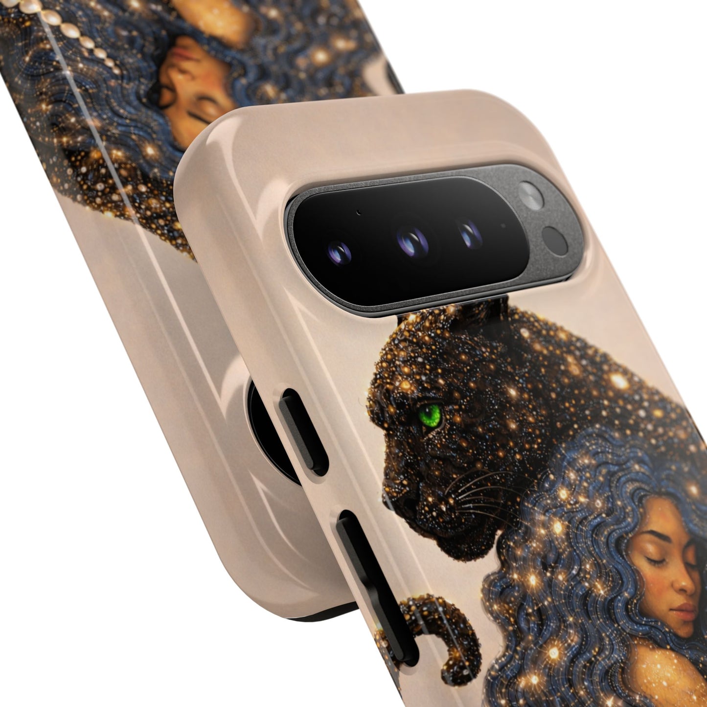 Leopard Portrait Tough Phone Case — Blue Jaguar Art Protective Cover