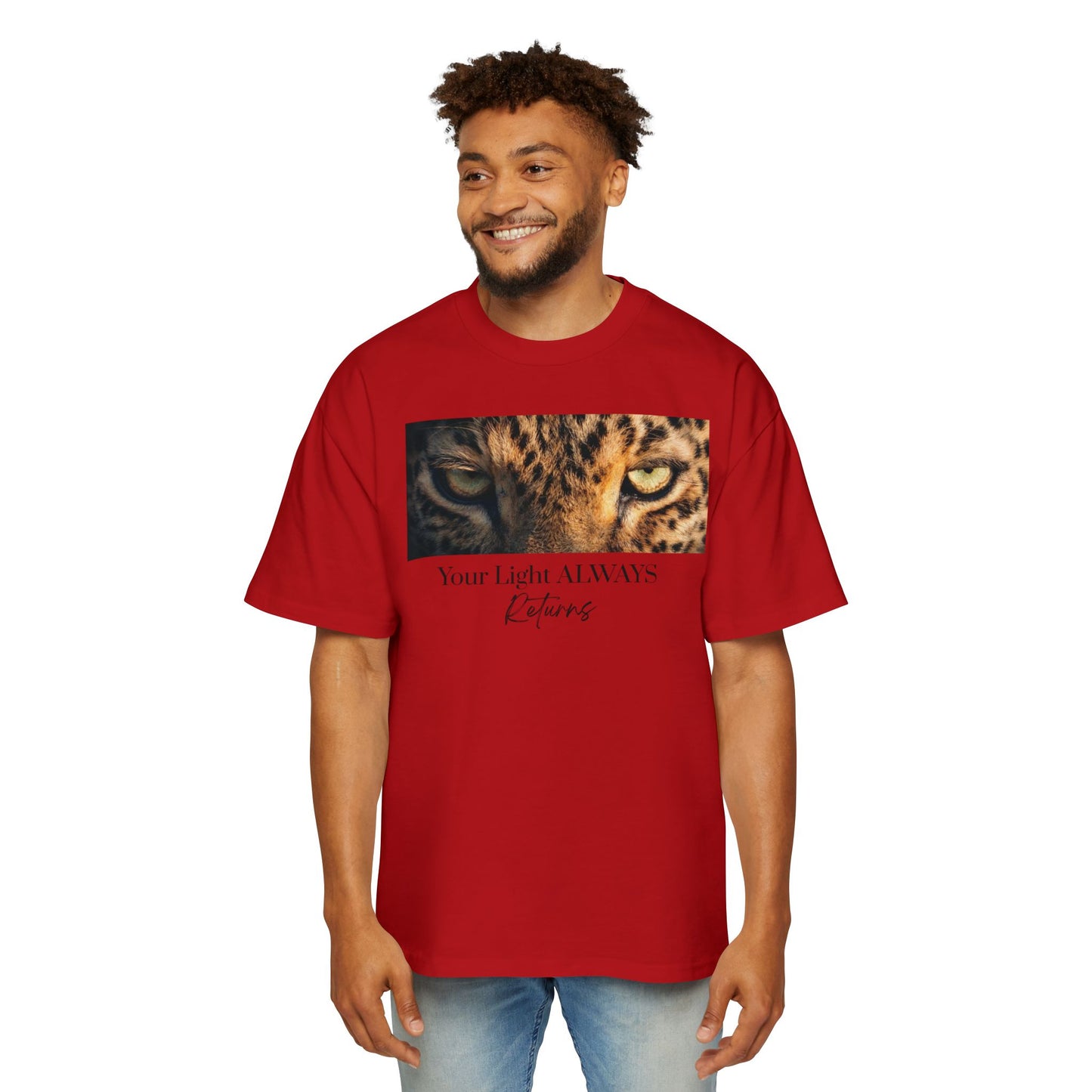 Tiger Eyes Graphic Tee — "Your Light ALWAYS Returns" Inspirational Men's Shirt