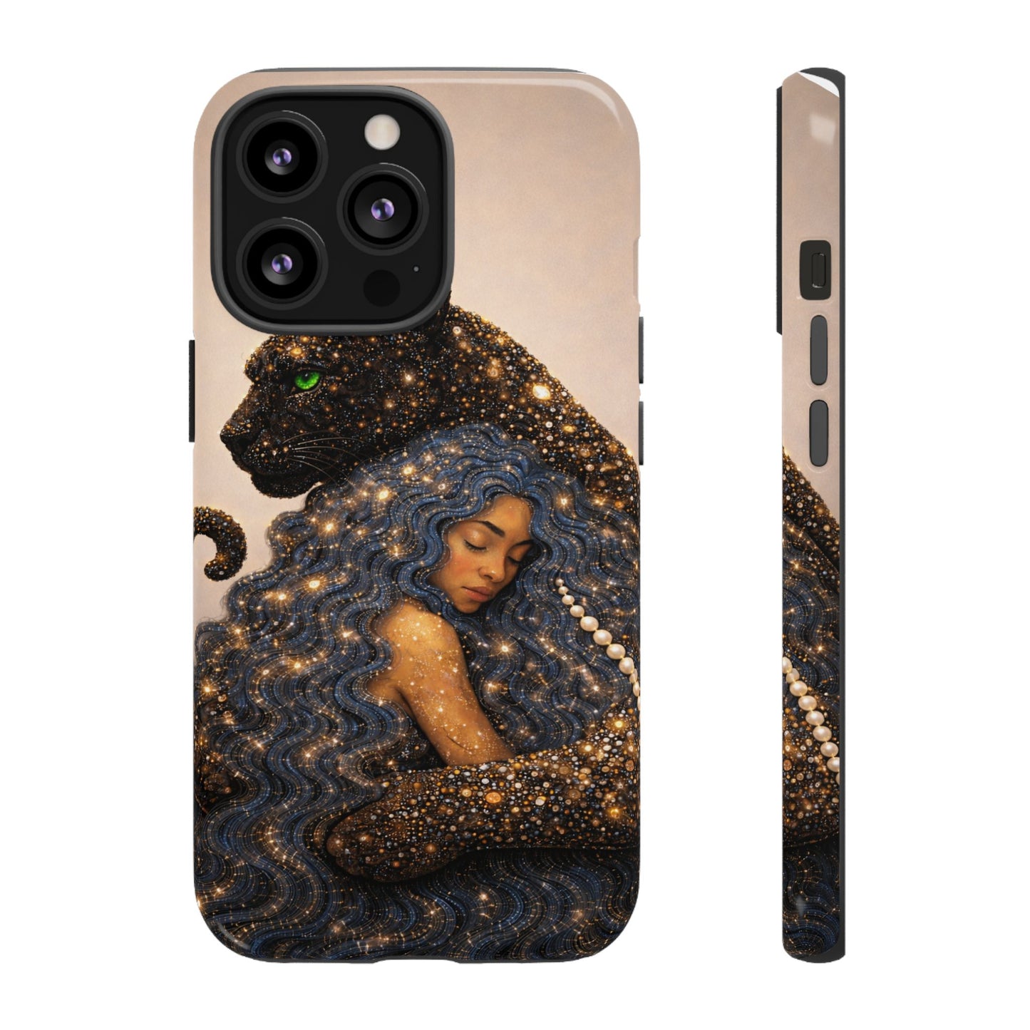 Leopard Portrait Tough Phone Case — Blue Jaguar Art Protective Cover