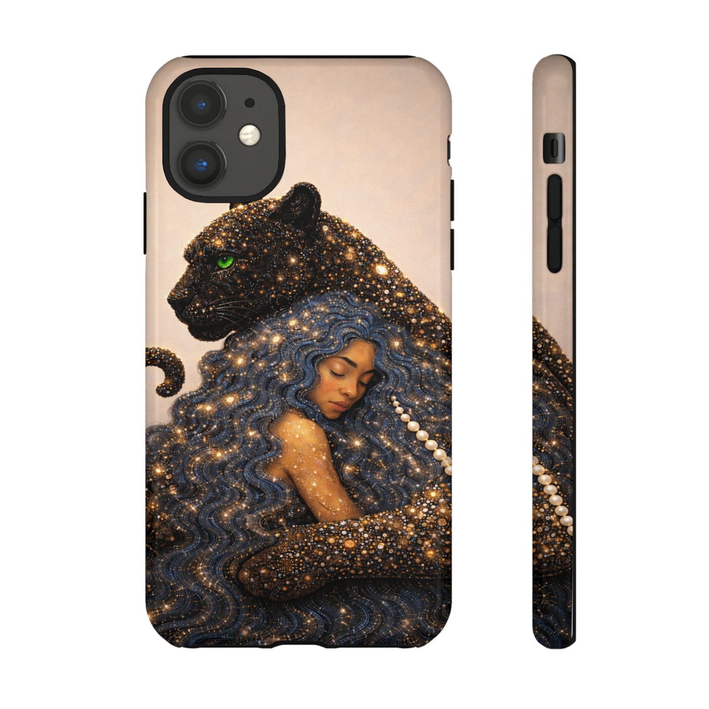 Leopard Portrait Tough Phone Case — Blue Jaguar Art Protective Cover