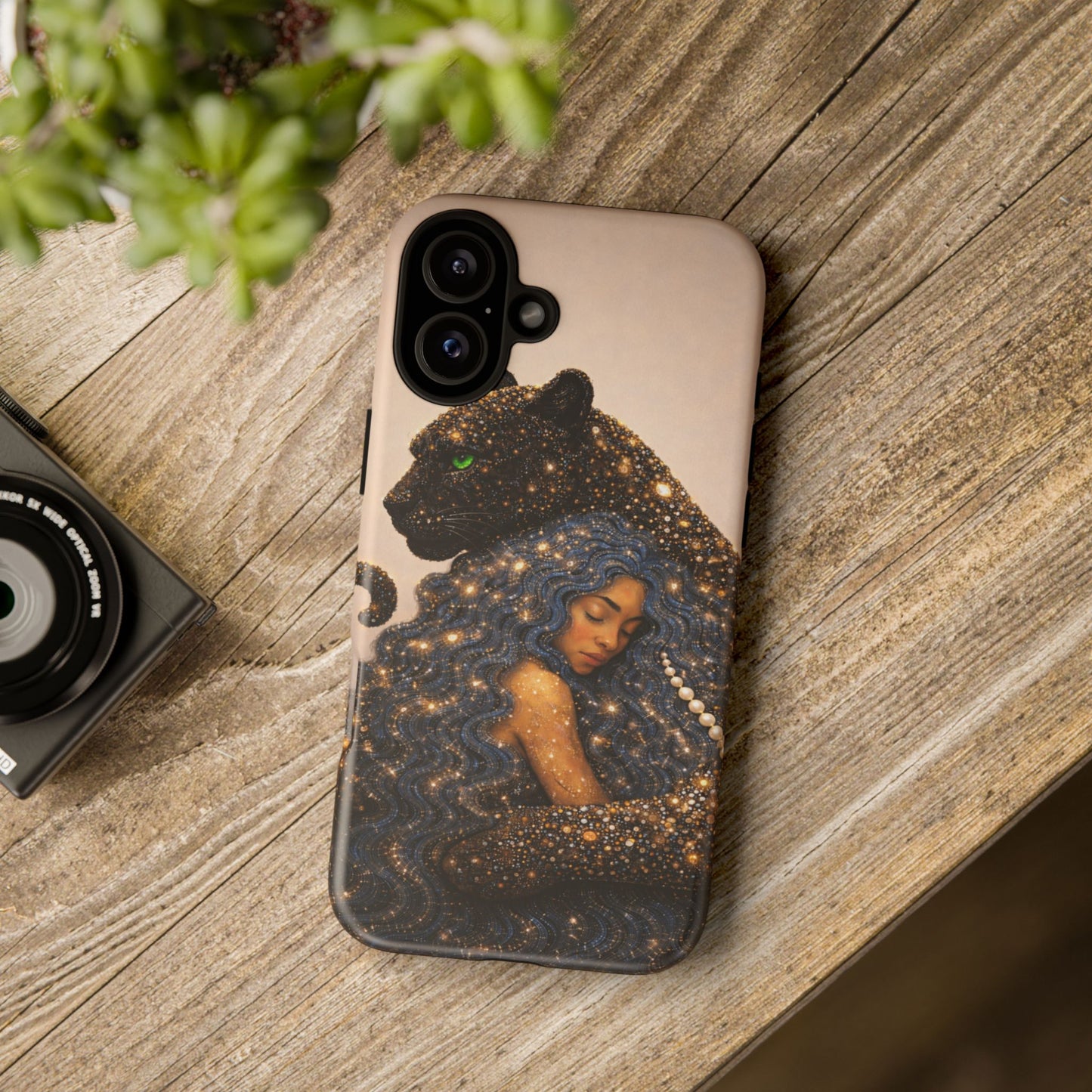 Leopard Portrait Tough Phone Case — Blue Jaguar Art Protective Cover