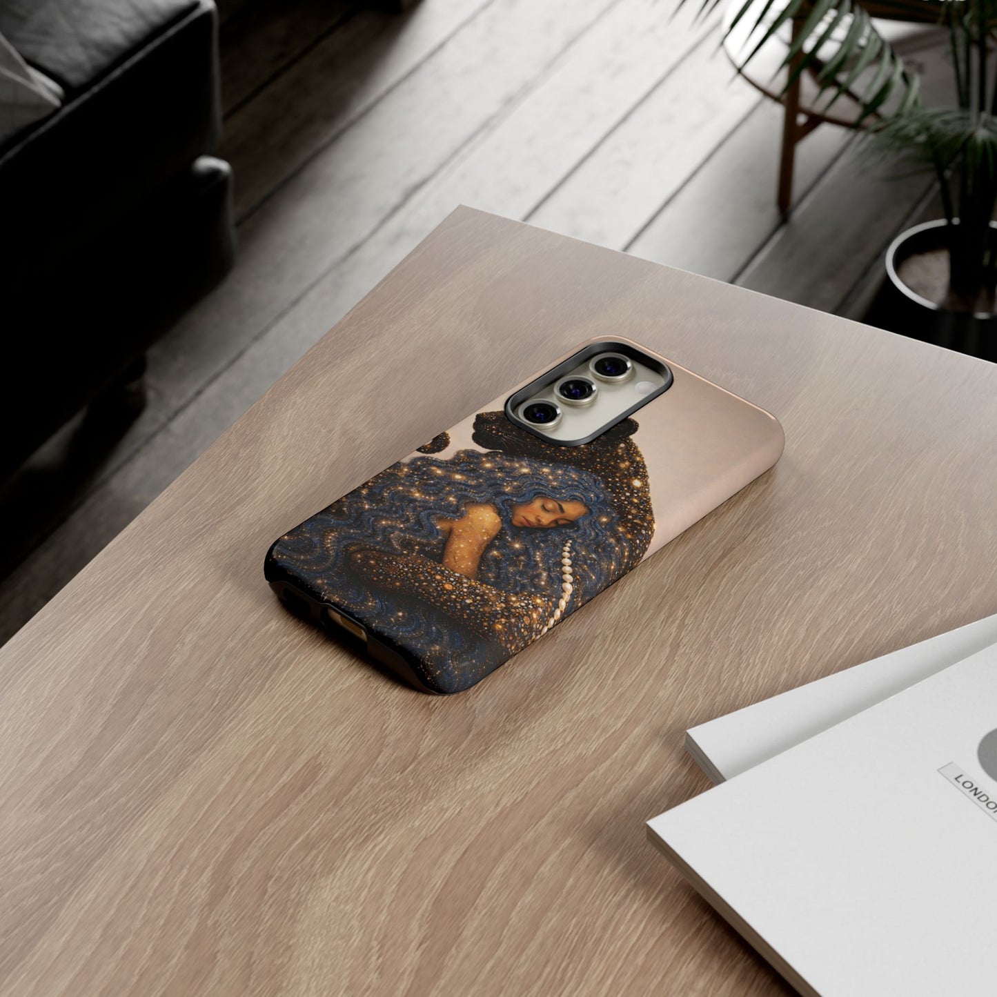 Leopard Portrait Tough Phone Case — Blue Jaguar Art Protective Cover