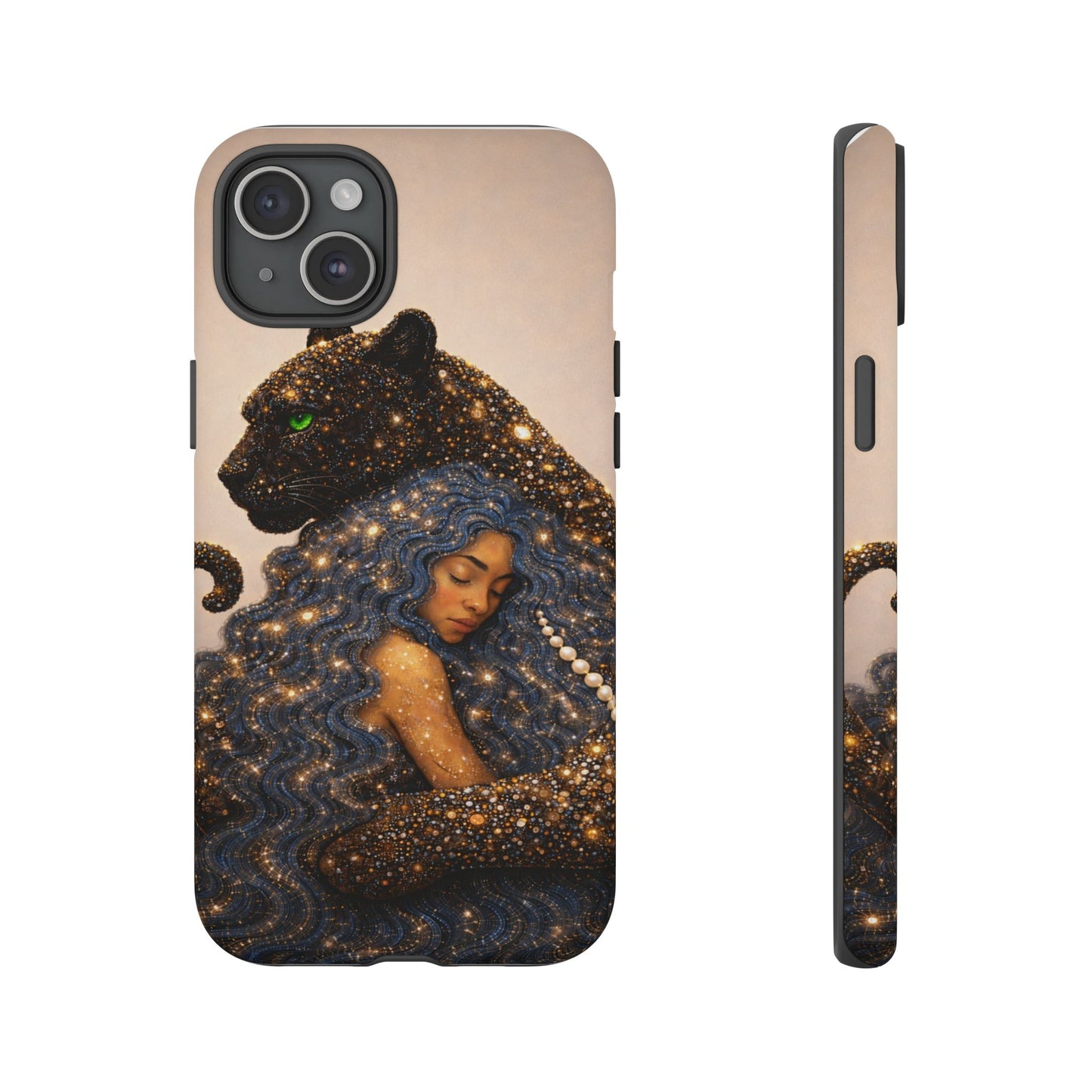 Leopard Portrait Tough Phone Case — Blue Jaguar Art Protective Cover