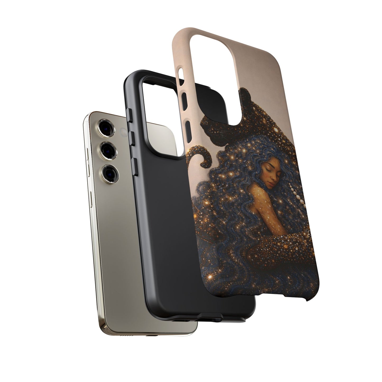Leopard Portrait Tough Phone Case — Blue Jaguar Art Protective Cover