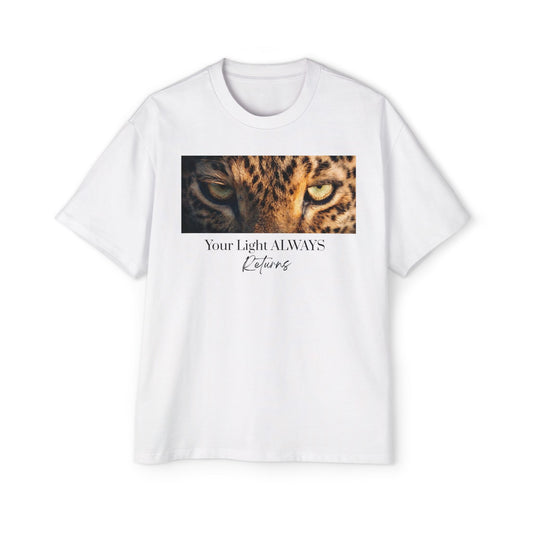 Tiger Eyes Graphic Tee — "Your Light ALWAYS Returns" Inspirational Men's Shirt