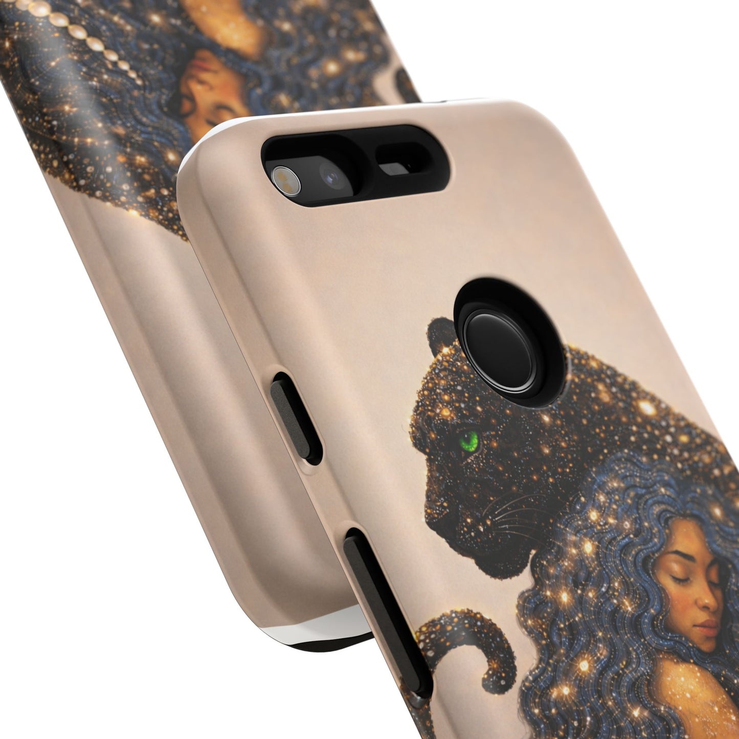 Leopard Portrait Tough Phone Case — Blue Jaguar Art Protective Cover