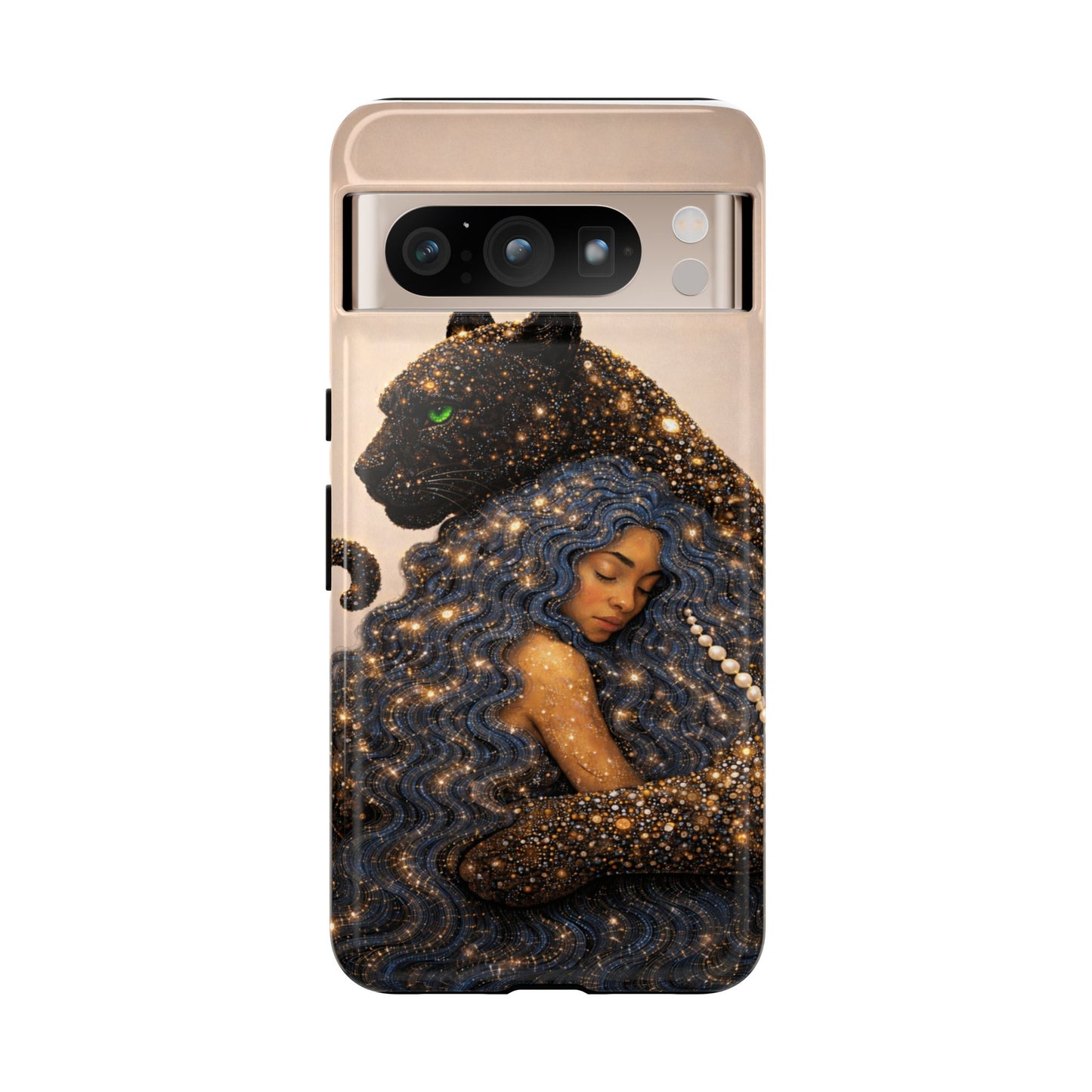 Leopard Portrait Tough Phone Case — Blue Jaguar Art Protective Cover