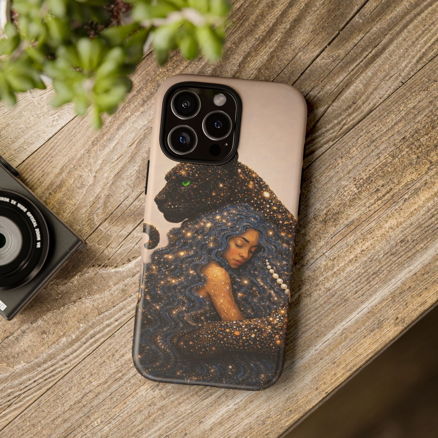 Leopard Portrait Tough Phone Case — Blue Jaguar Art Protective Cover