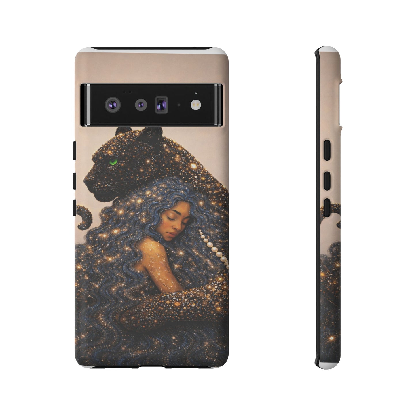Leopard Portrait Tough Phone Case — Blue Jaguar Art Protective Cover