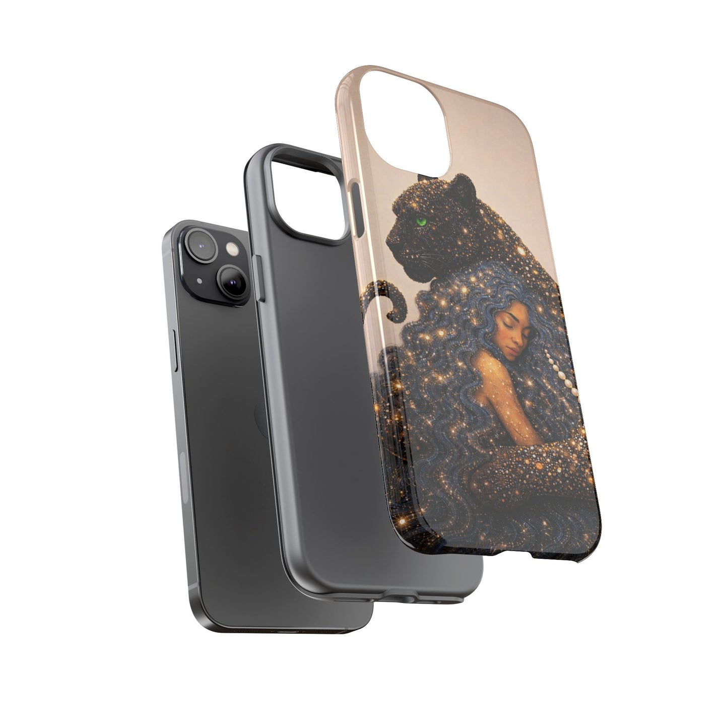 Leopard Portrait Tough Phone Case — Blue Jaguar Art Protective Cover