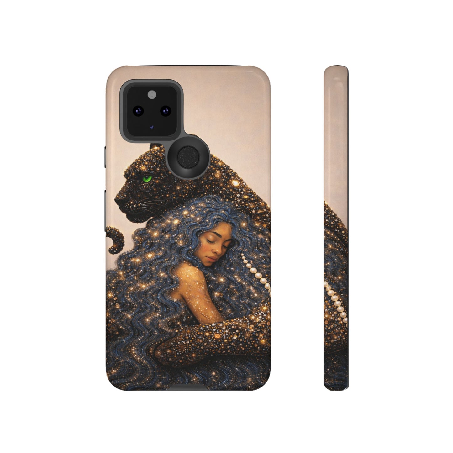 Leopard Portrait Tough Phone Case — Blue Jaguar Art Protective Cover