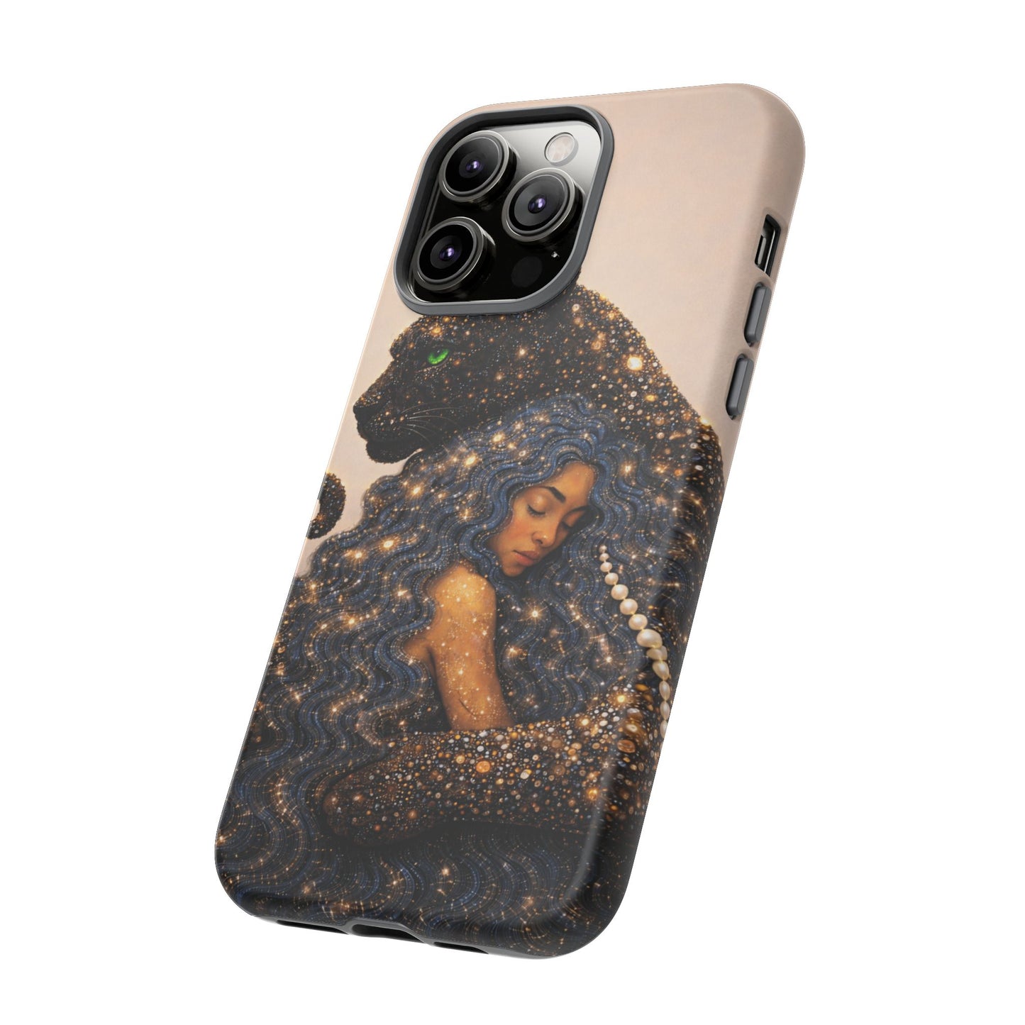 Leopard Portrait Tough Phone Case — Blue Jaguar Art Protective Cover