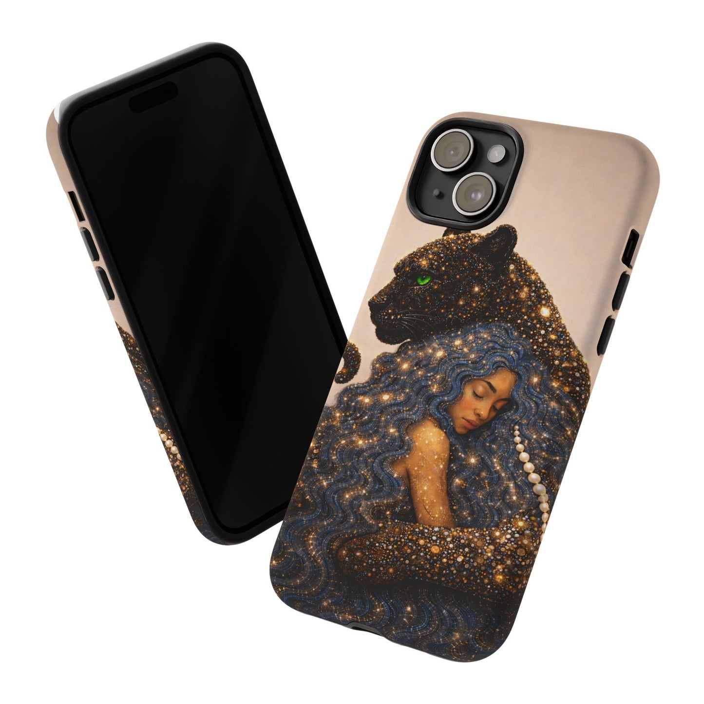 Leopard Portrait Tough Phone Case — Blue Jaguar Art Protective Cover