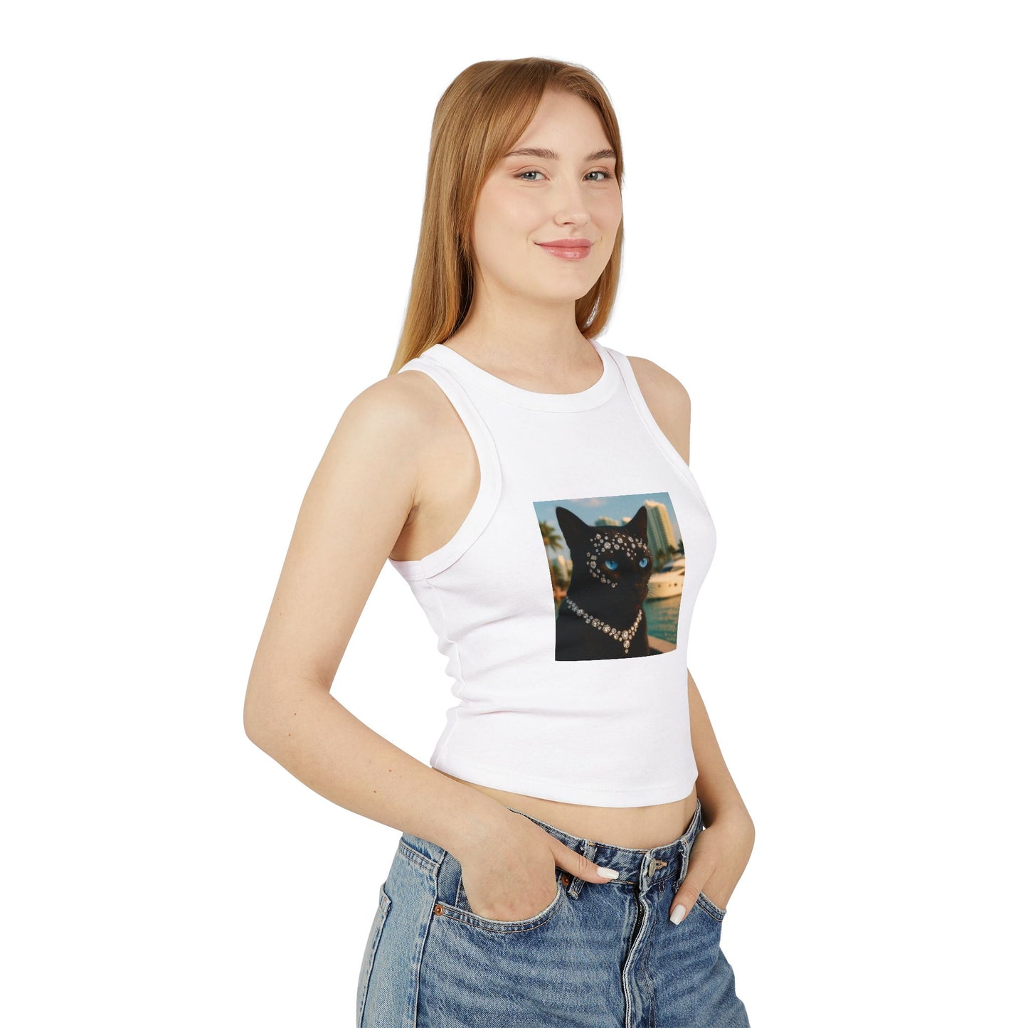 Tank Top - Miami Classy Art Cat Miami Vibes Expensive Cat Lifestyle