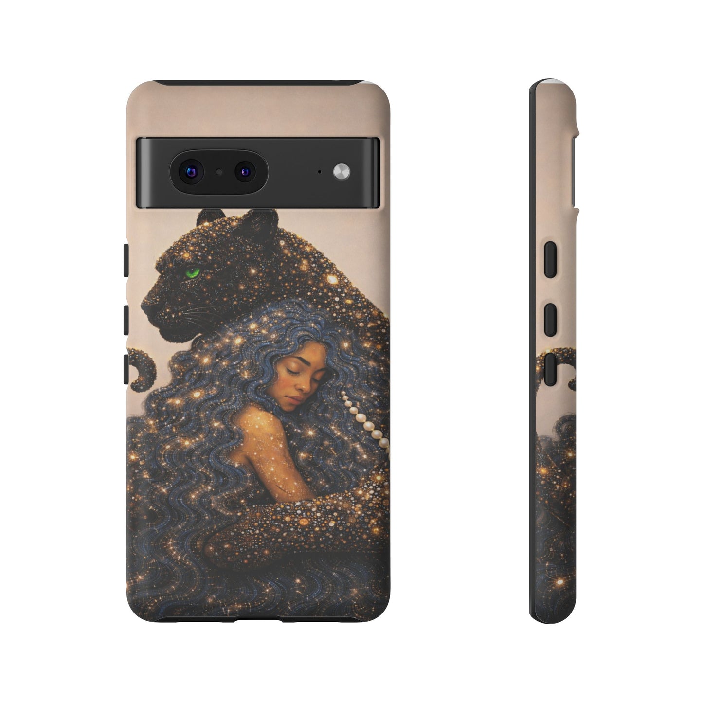 Leopard Portrait Tough Phone Case — Blue Jaguar Art Protective Cover