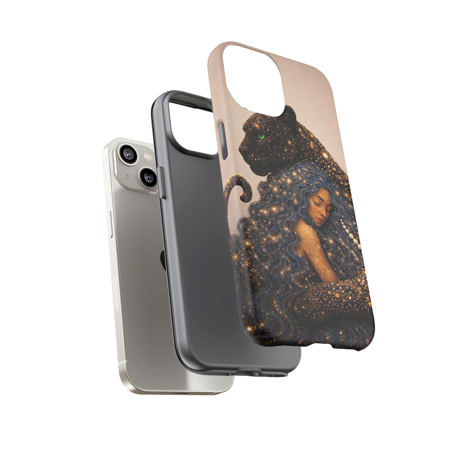 Leopard Portrait Tough Phone Case — Blue Jaguar Art Protective Cover