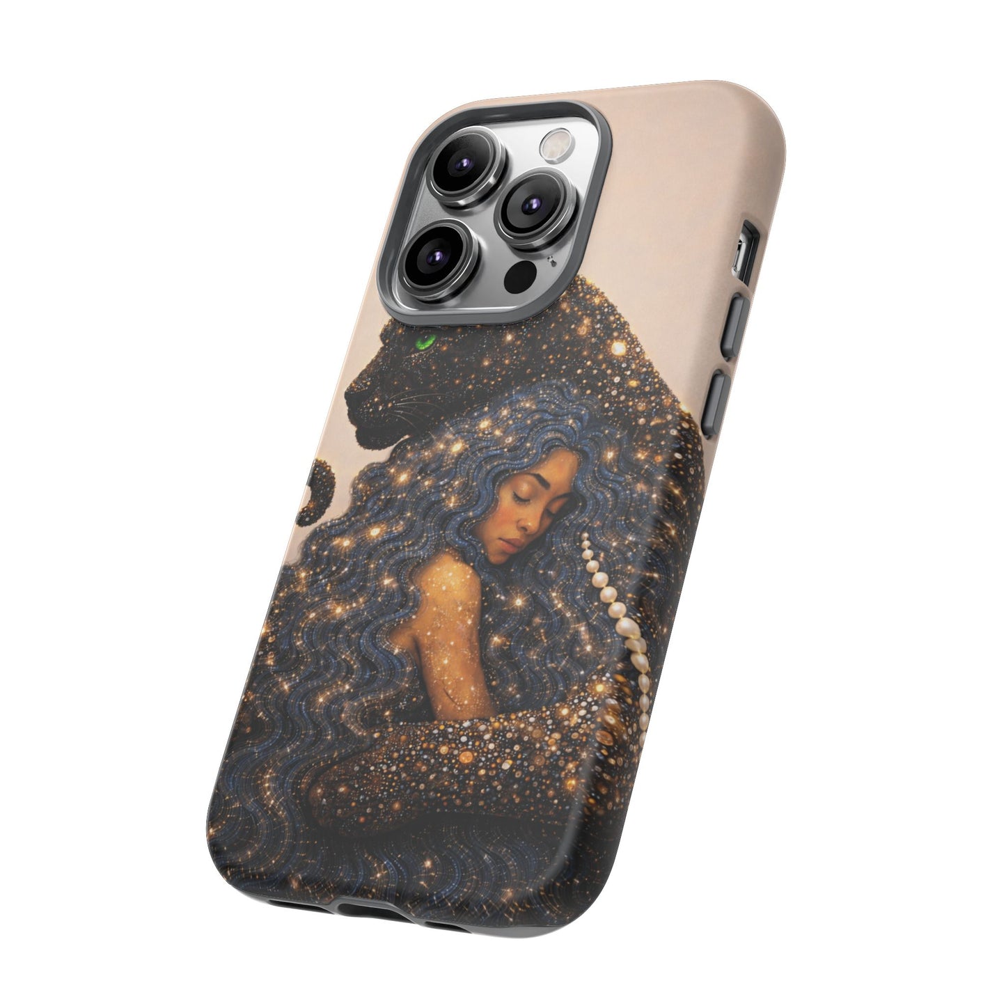 Leopard Portrait Tough Phone Case — Blue Jaguar Art Protective Cover