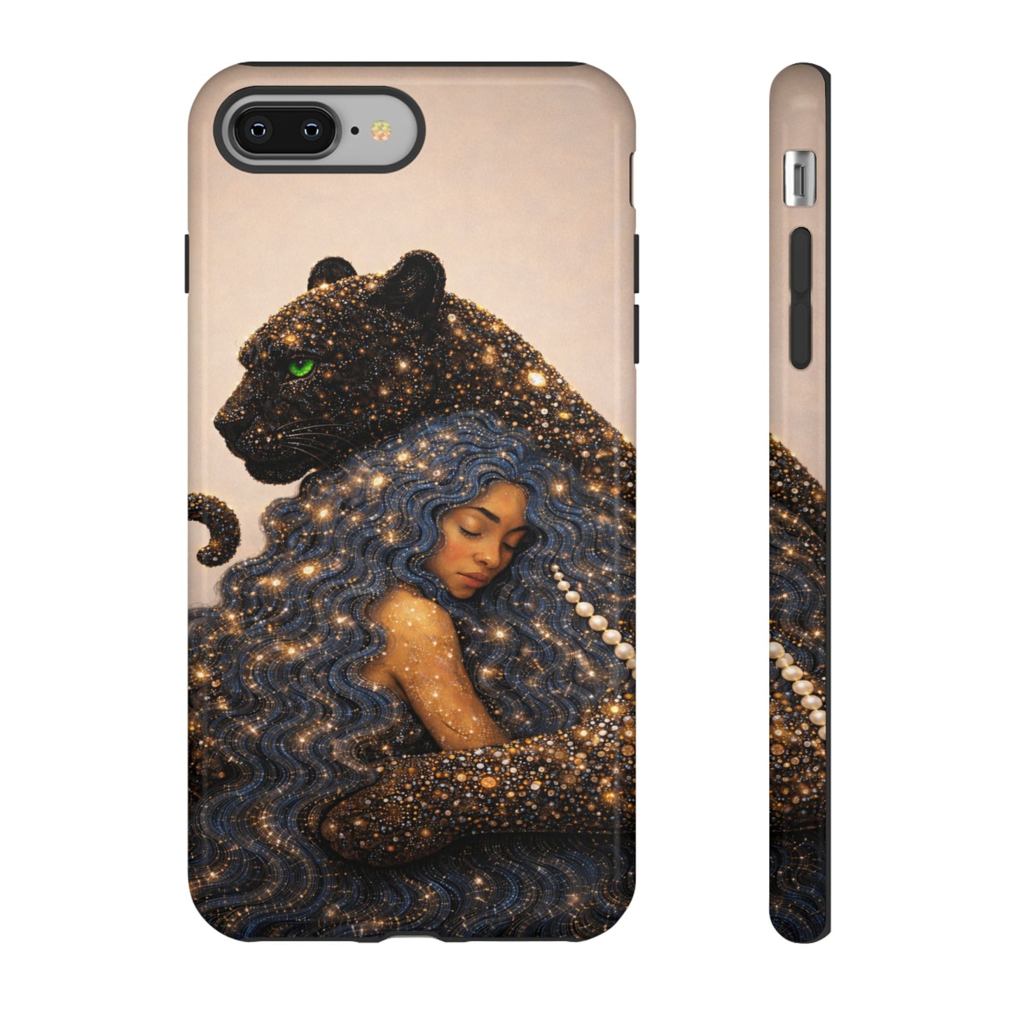 Leopard Portrait Tough Phone Case — Blue Jaguar Art Protective Cover