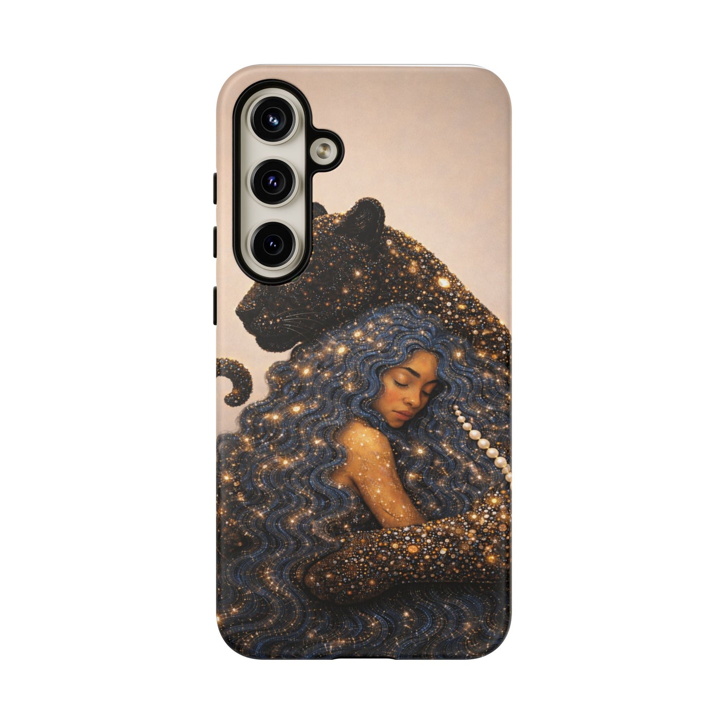 Leopard Portrait Tough Phone Case — Blue Jaguar Art Protective Cover