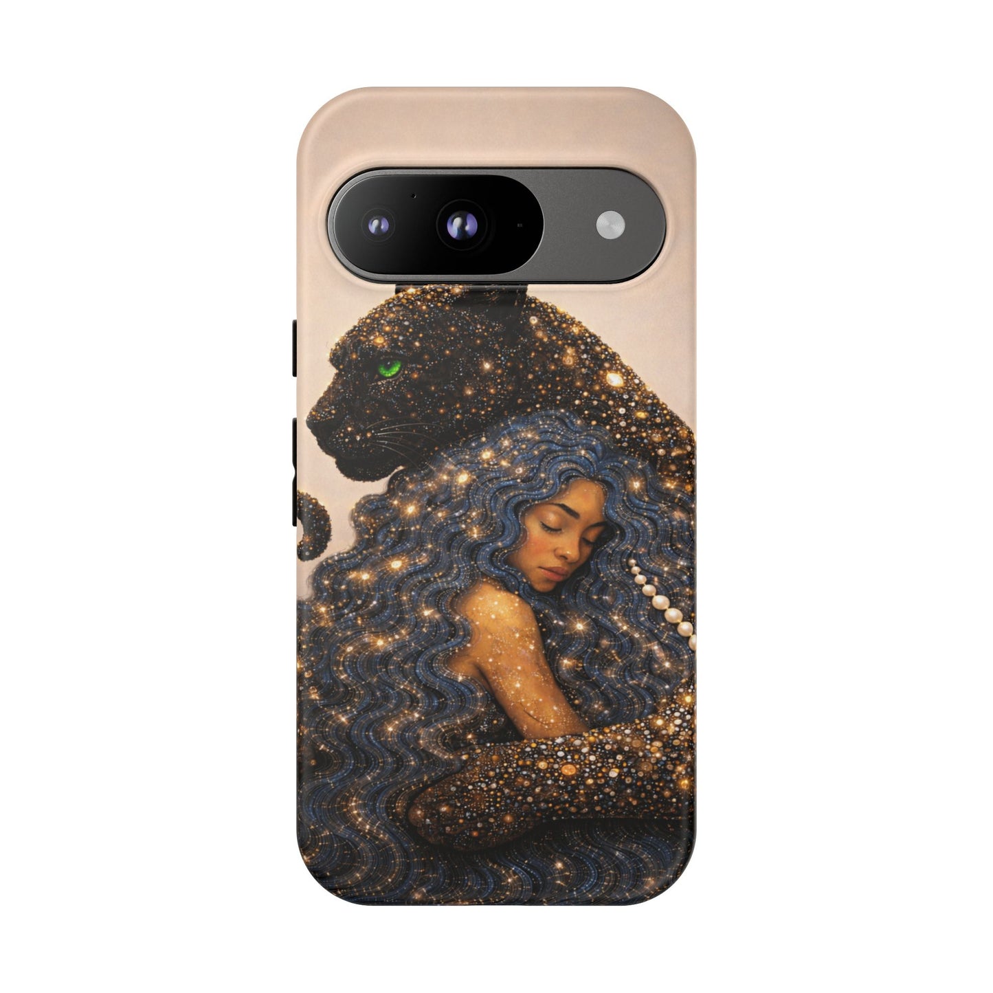 Leopard Portrait Tough Phone Case — Blue Jaguar Art Protective Cover