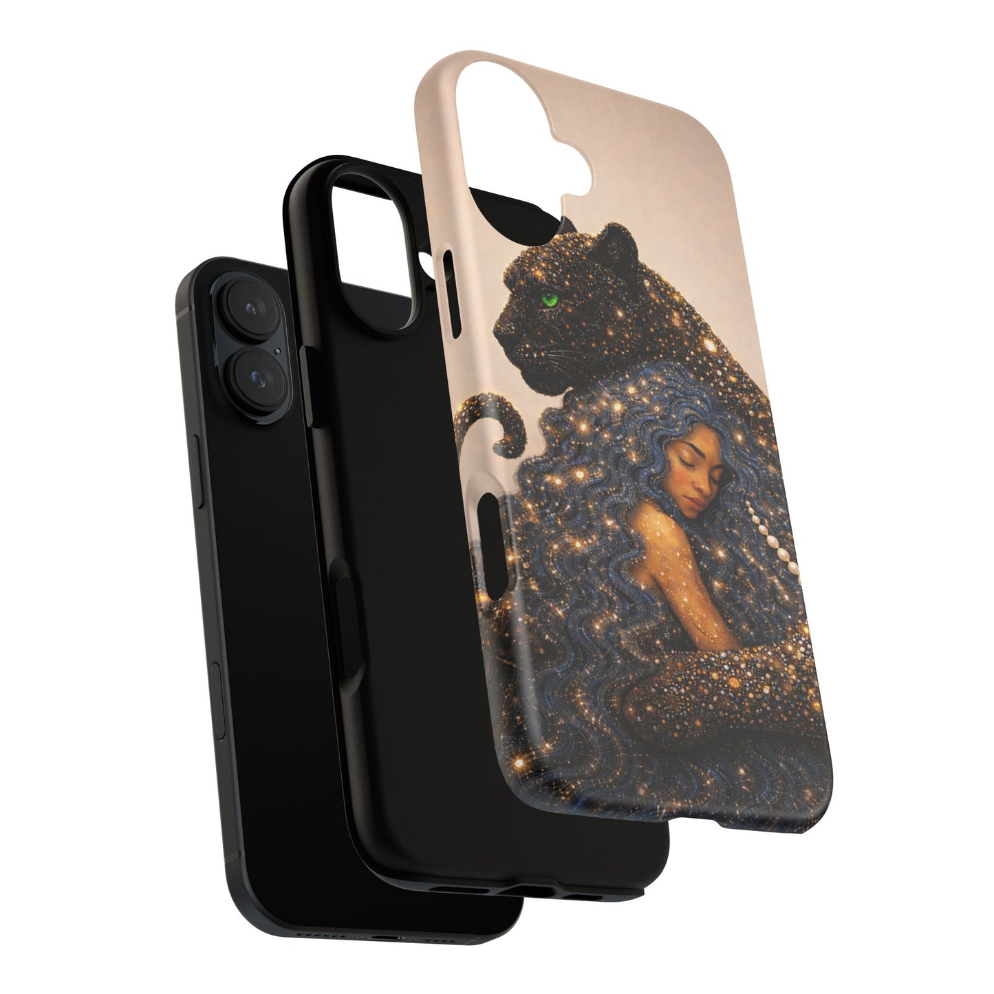Leopard Portrait Tough Phone Case — Blue Jaguar Art Protective Cover