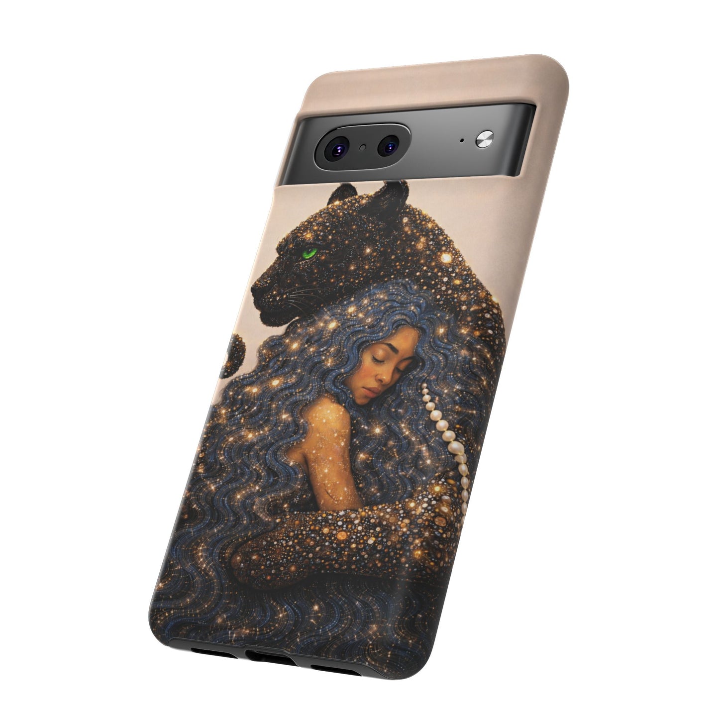 Leopard Portrait Tough Phone Case — Blue Jaguar Art Protective Cover