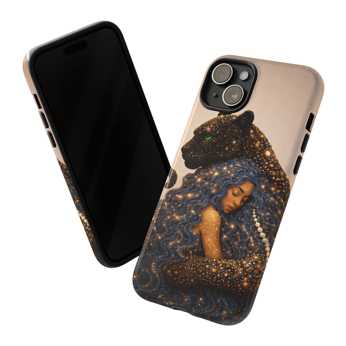 Leopard Portrait Tough Phone Case — Blue Jaguar Art Protective Cover