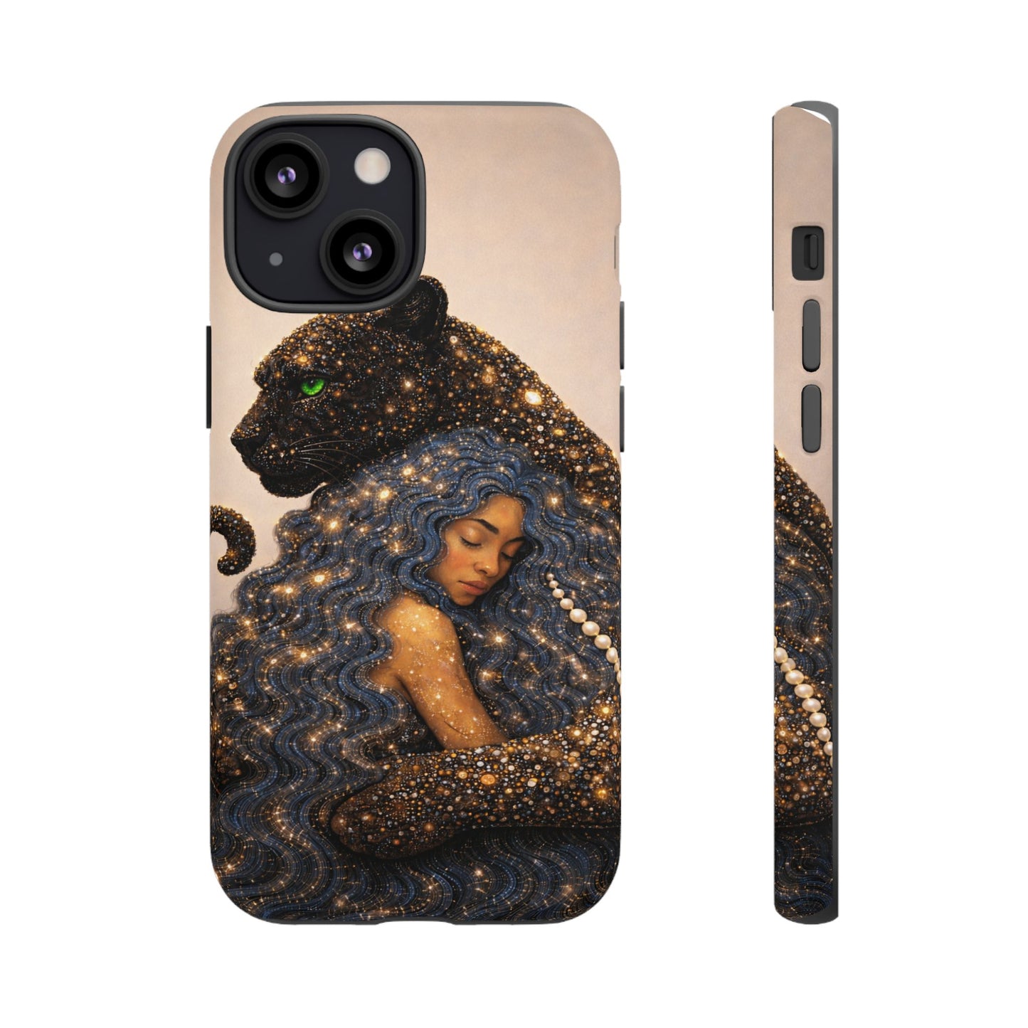 Leopard Portrait Tough Phone Case — Blue Jaguar Art Protective Cover