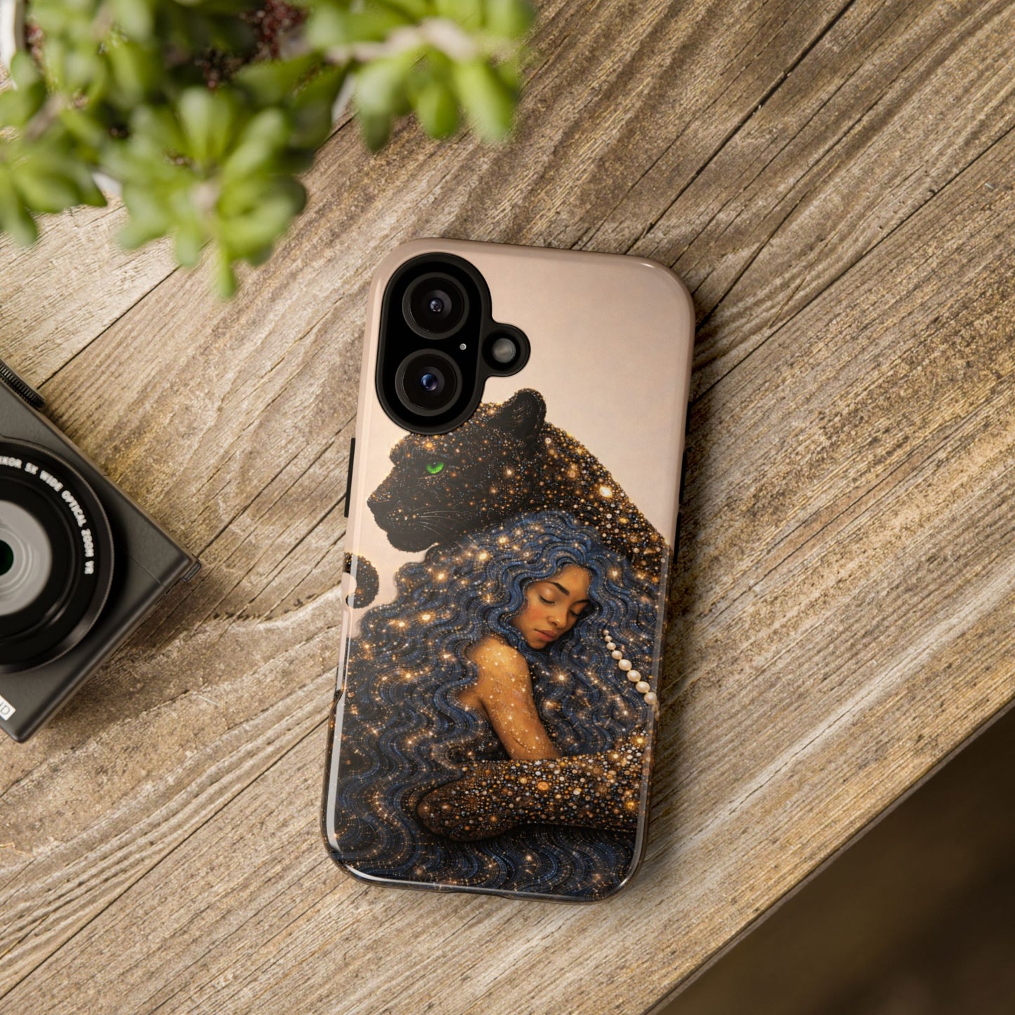 Leopard Portrait Tough Phone Case — Blue Jaguar Art Protective Cover