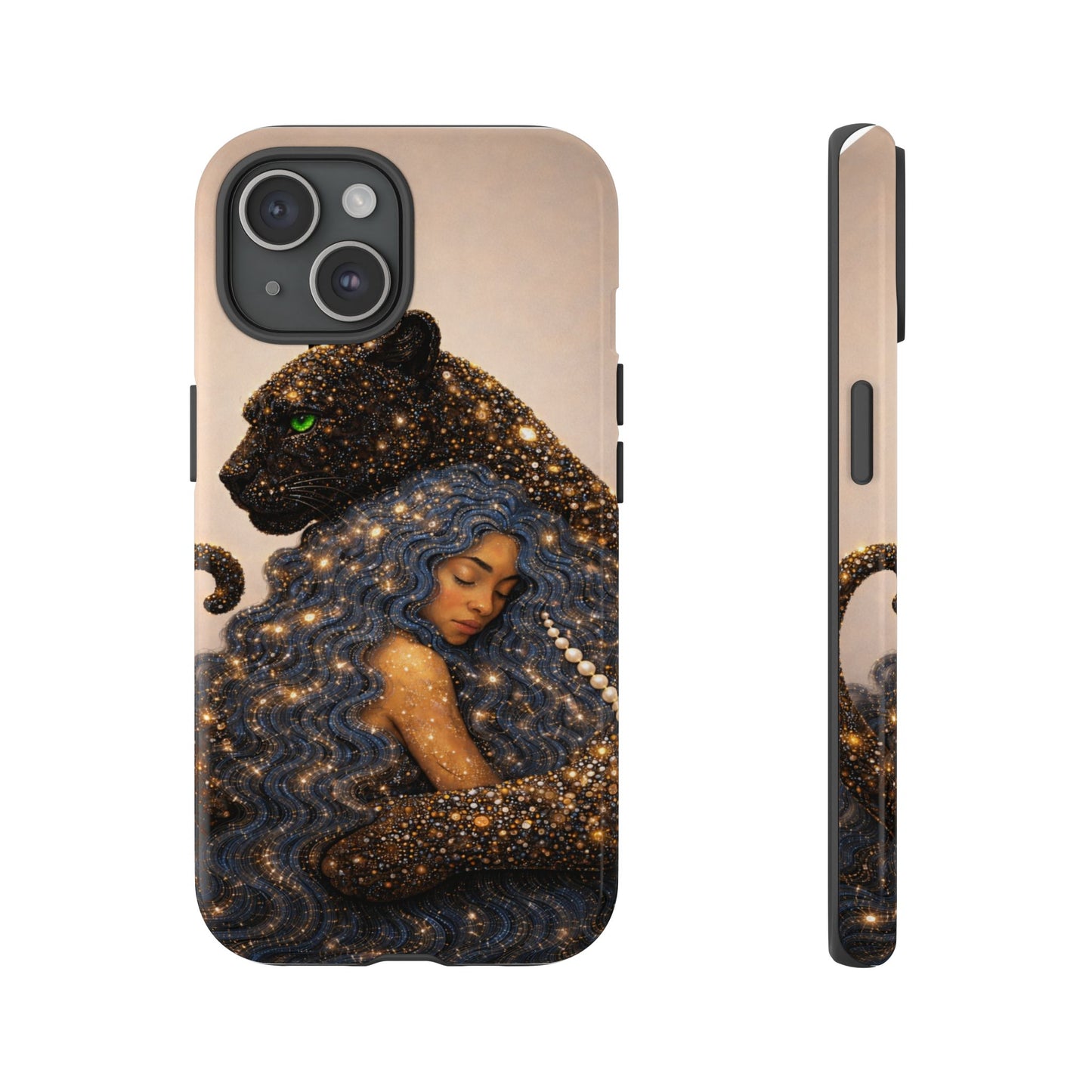 Leopard Portrait Tough Phone Case — Blue Jaguar Art Protective Cover