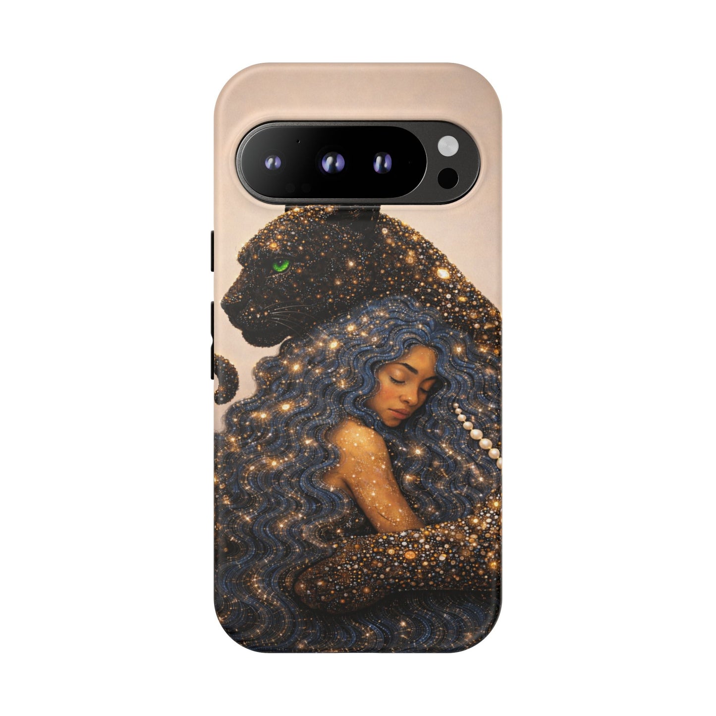 Leopard Portrait Tough Phone Case — Blue Jaguar Art Protective Cover