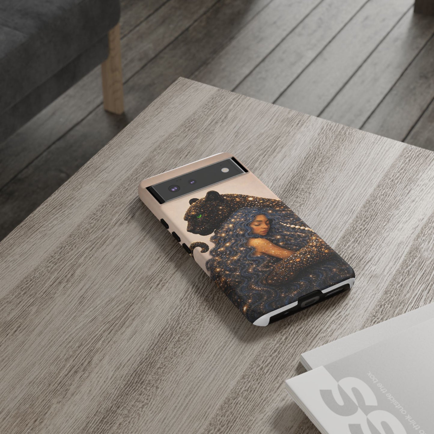 Leopard Portrait Tough Phone Case — Blue Jaguar Art Protective Cover