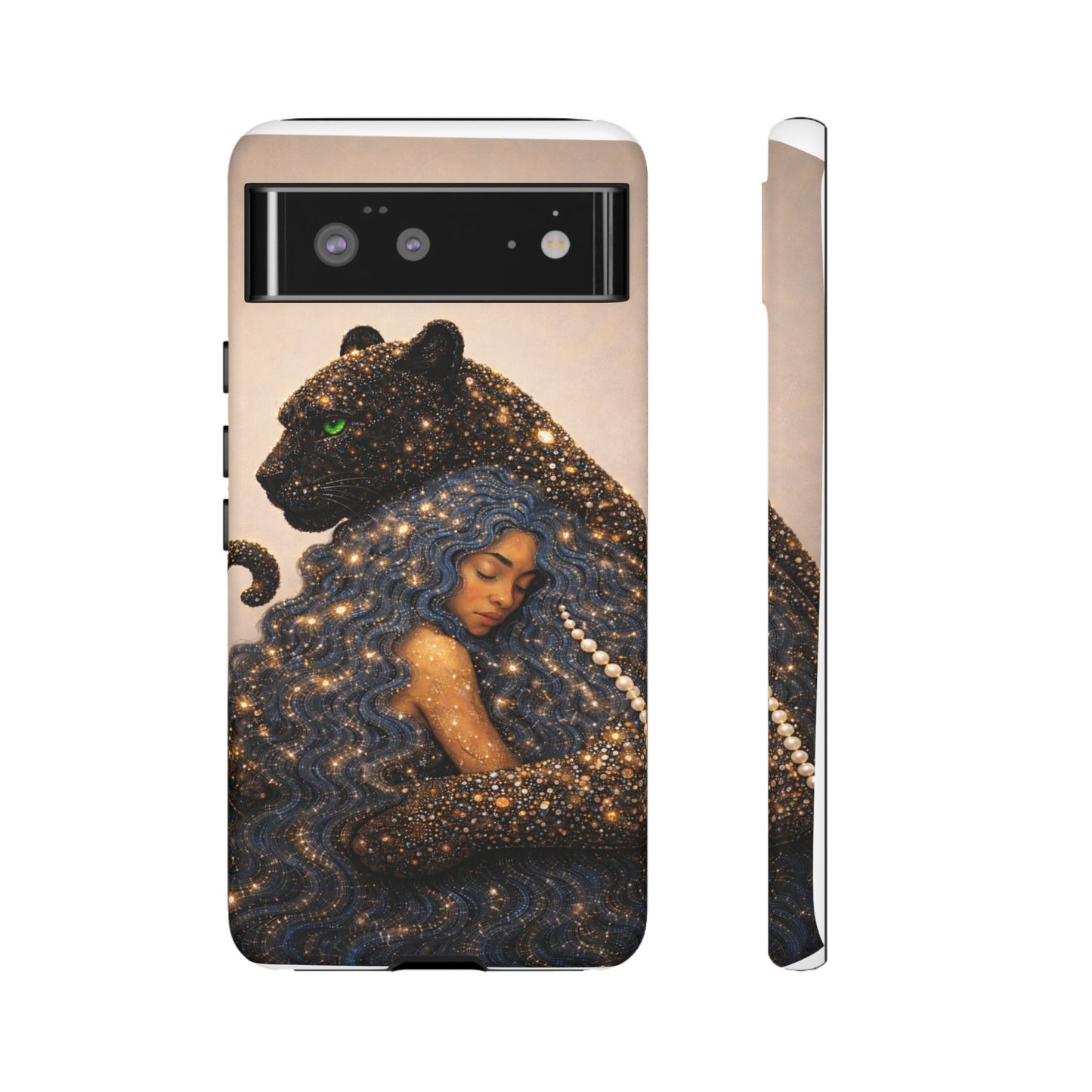 Leopard Portrait Tough Phone Case — Blue Jaguar Art Protective Cover