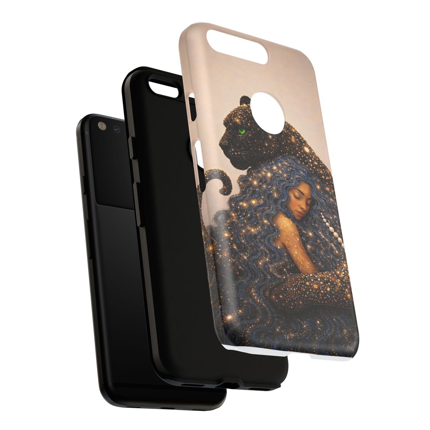 Leopard Portrait Tough Phone Case — Blue Jaguar Art Protective Cover