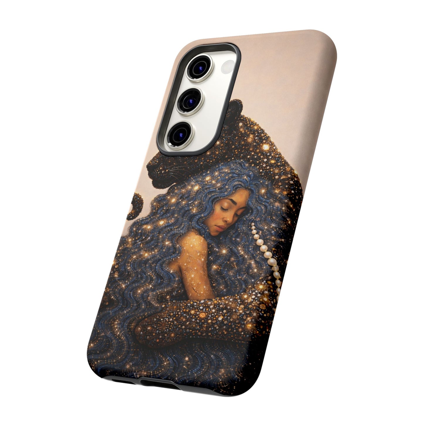 Leopard Portrait Tough Phone Case — Blue Jaguar Art Protective Cover