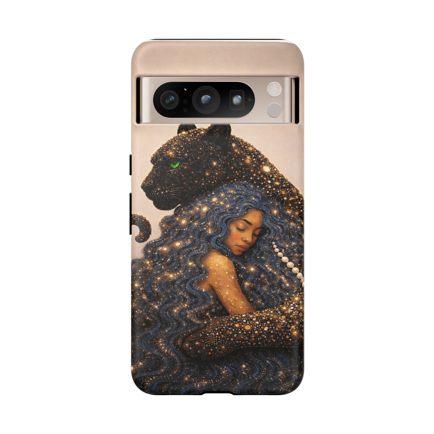 Leopard Portrait Tough Phone Case — Blue Jaguar Art Protective Cover