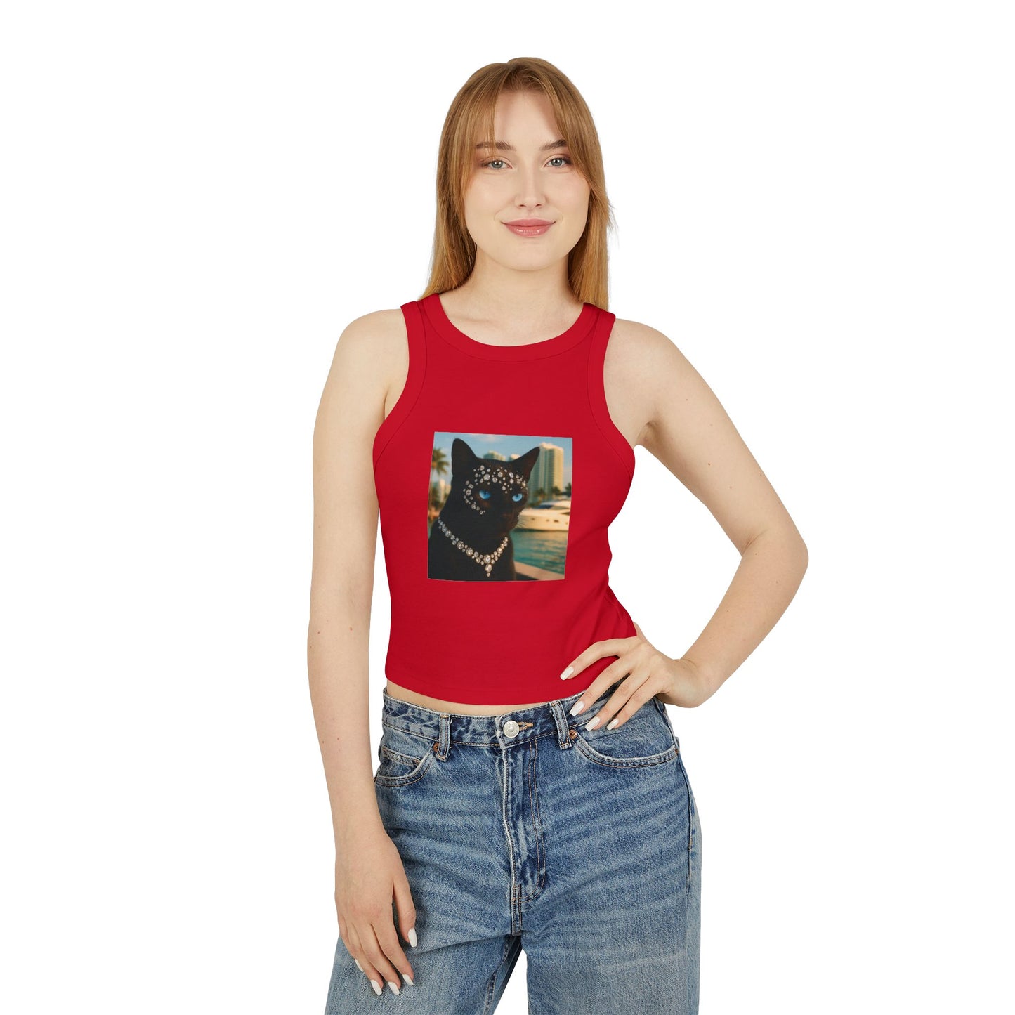 Tank Top - Miami Classy Art Cat Miami Vibes Expensive Cat Lifestyle