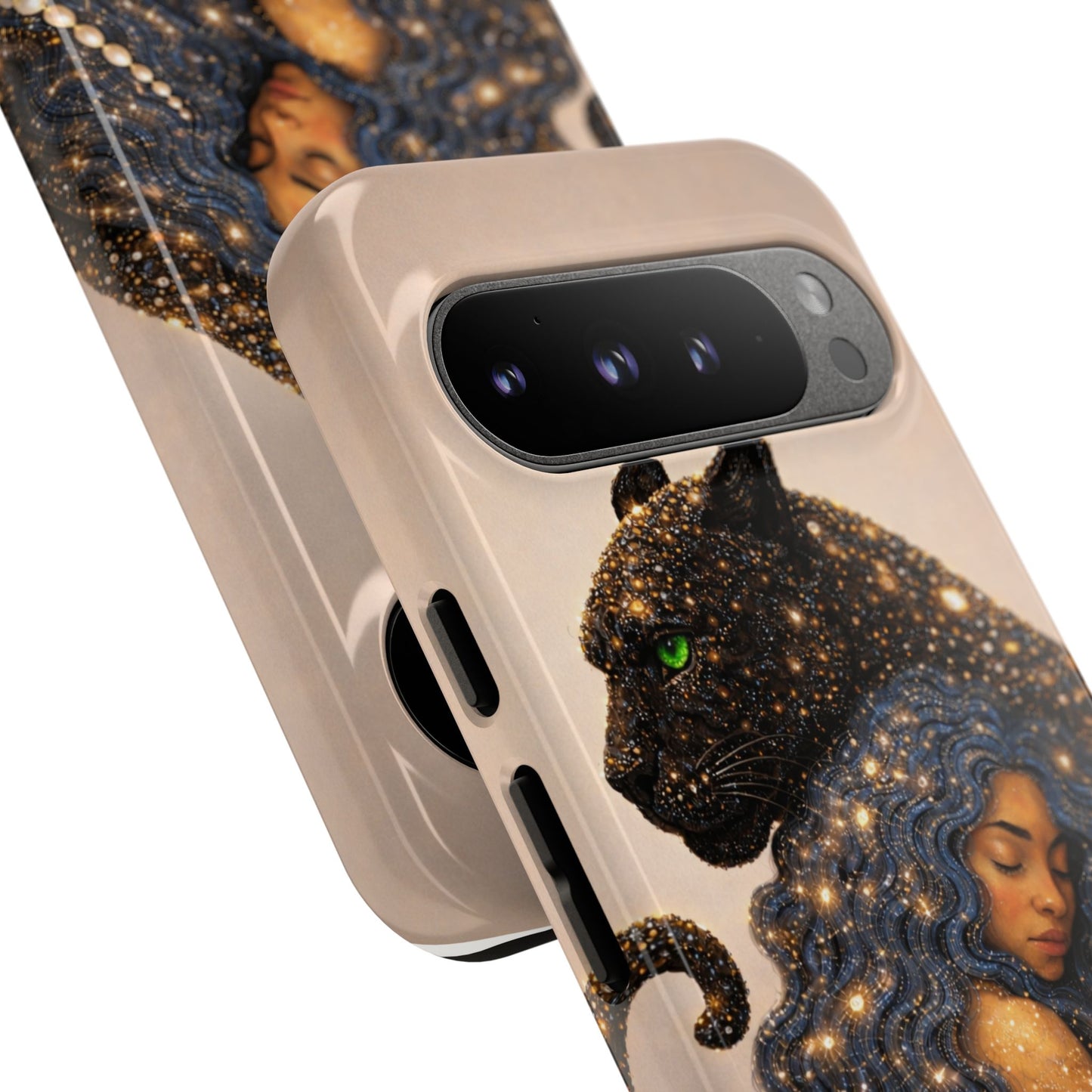Leopard Portrait Tough Phone Case — Blue Jaguar Art Protective Cover