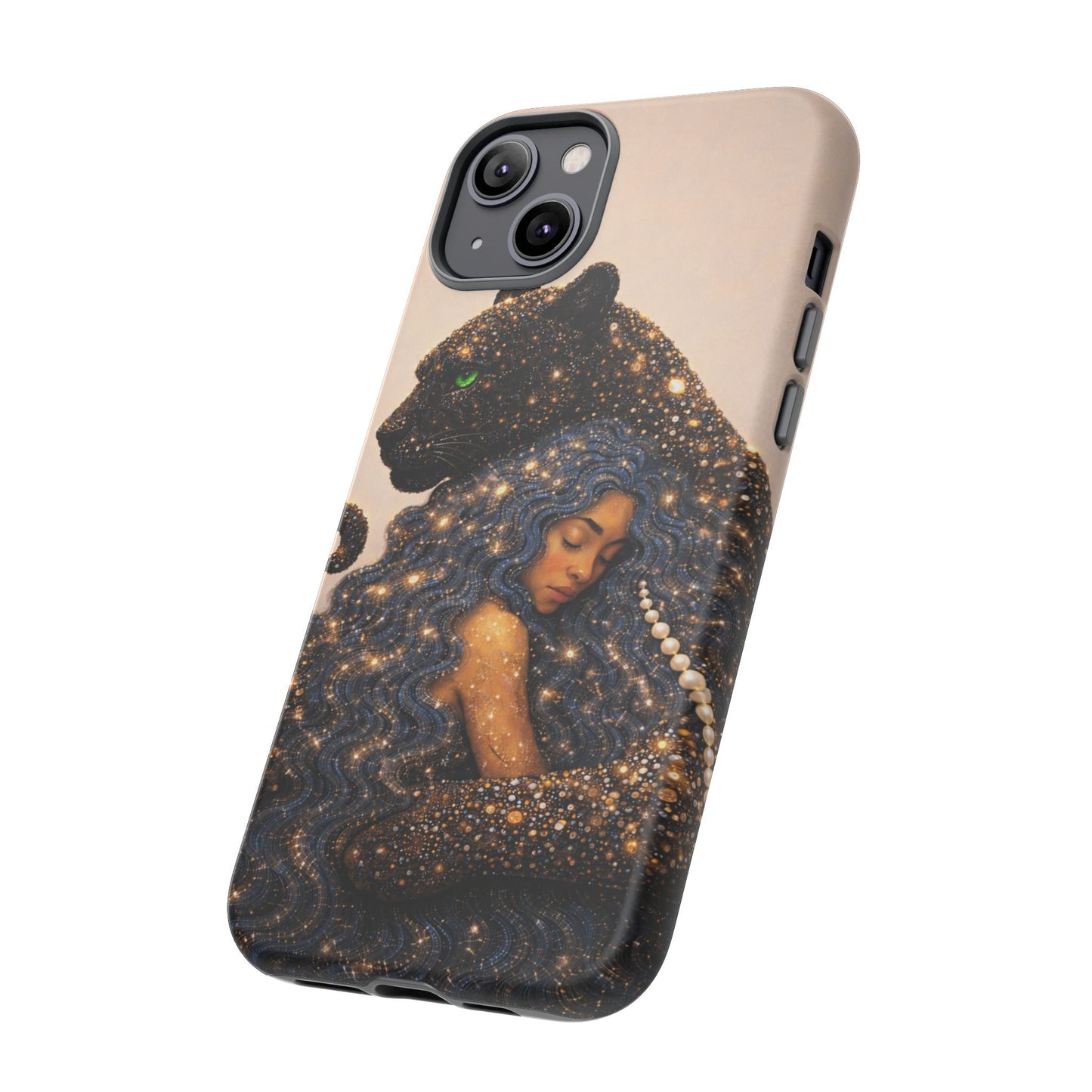 Leopard Portrait Tough Phone Case — Blue Jaguar Art Protective Cover