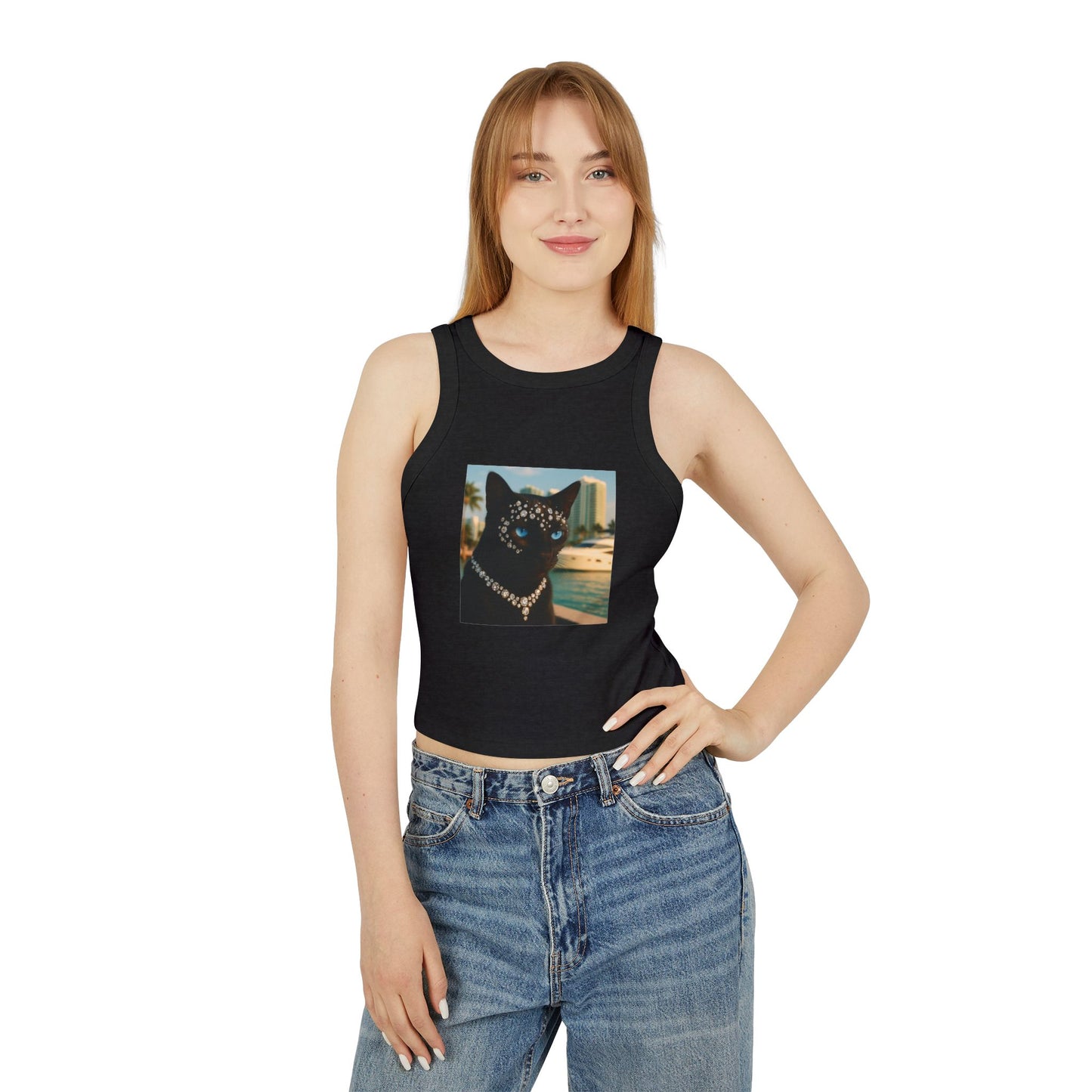 Tank Top - Miami Classy Art Cat Miami Vibes Expensive Cat Lifestyle