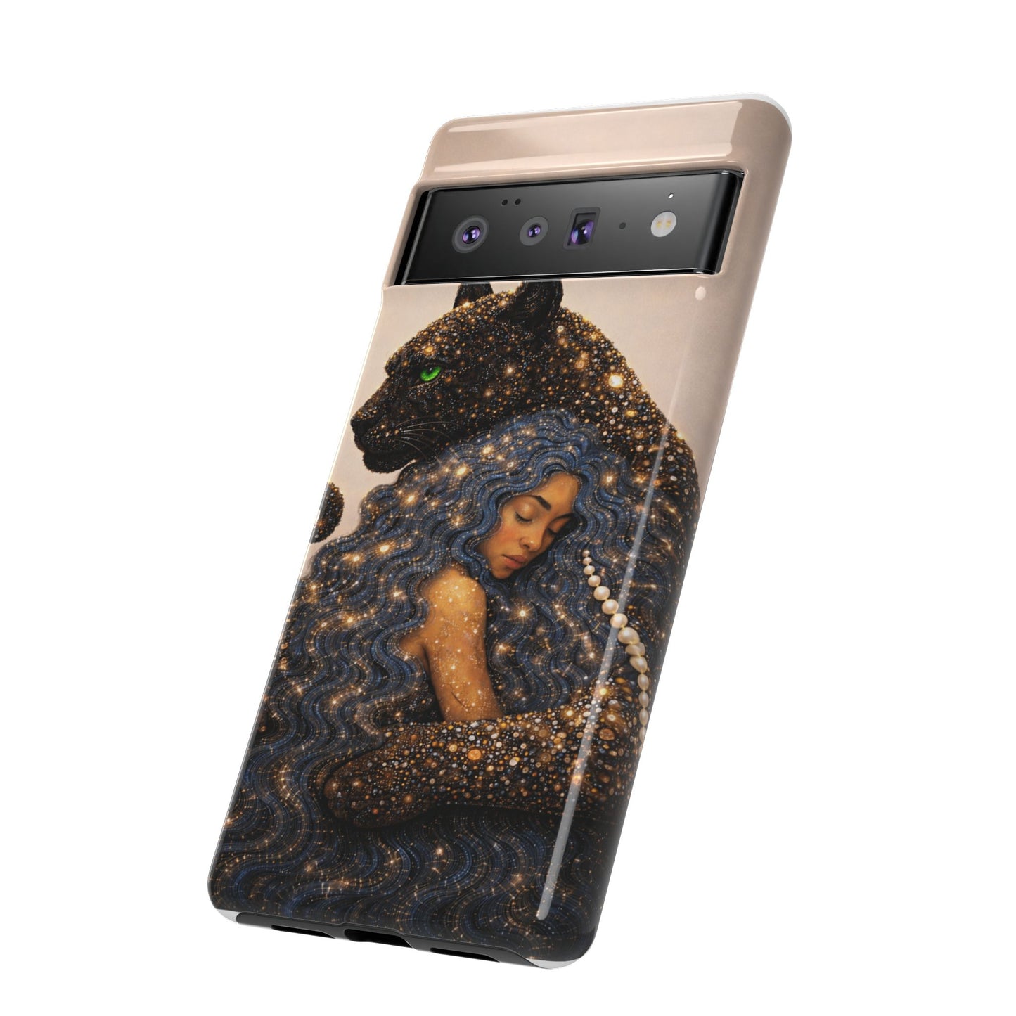 Leopard Portrait Tough Phone Case — Blue Jaguar Art Protective Cover
