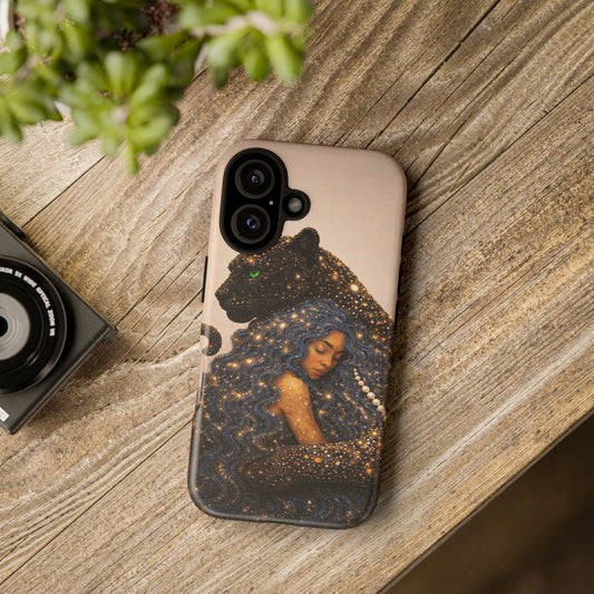 Leopard Portrait Tough Phone Case — Blue Jaguar Art Protective Cover