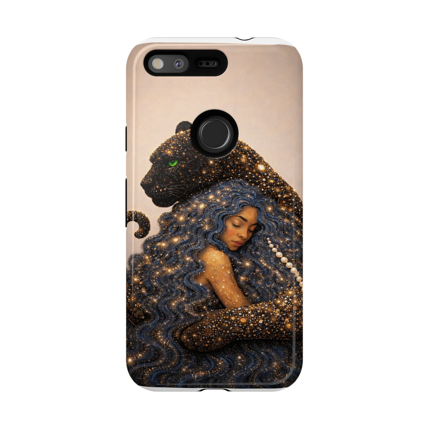 Leopard Portrait Tough Phone Case — Blue Jaguar Art Protective Cover