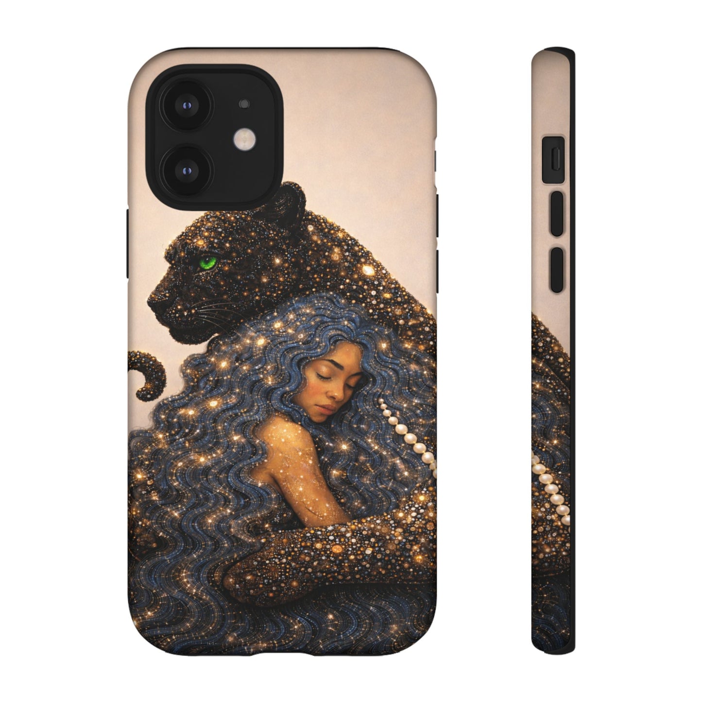 Leopard Portrait Tough Phone Case — Blue Jaguar Art Protective Cover