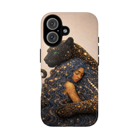 Leopard Portrait Tough Phone Case — Blue Jaguar Art Protective Cover