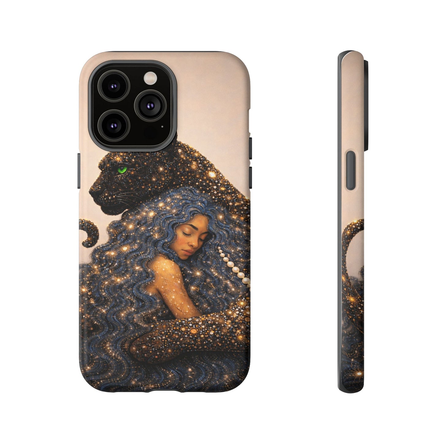 Leopard Portrait Tough Phone Case — Blue Jaguar Art Protective Cover